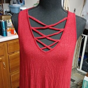 Maurices Red Crisscross Tank Top Xl